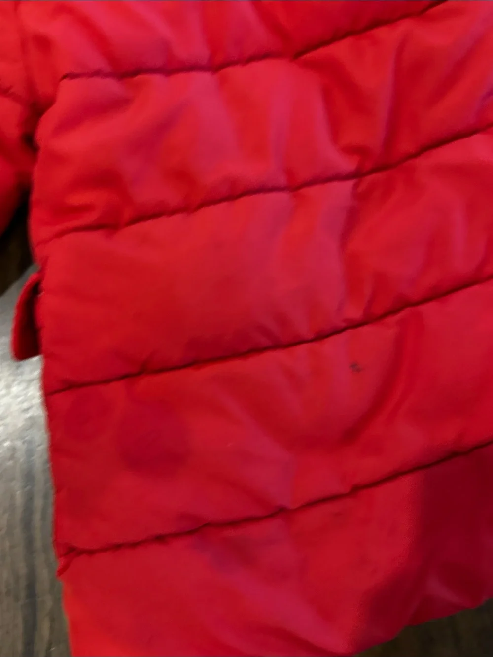 Boden Kids 2-3Y Red Hooded Puffer Coat Sherpa Lined Toggle Winter Jacket 98cm